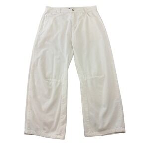 Roucha Diane Ecru Corduroy Pants Relaxed Straight Leg Minimalist Workwear Chic